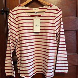 Sézane Colette Marinière in ecru/burgundy